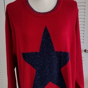 NEW - THE QUADEER FACTORY -WOMENS RED SWEATER EXCLUSIVE OF DECORATION SIZE : 1X